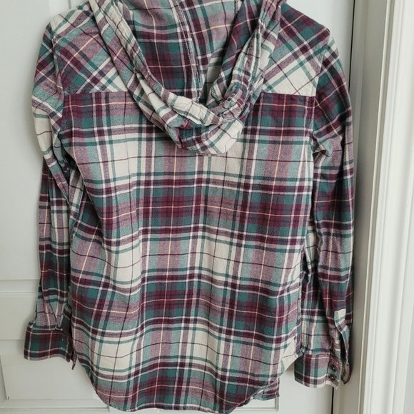 Boyfriend Hooded Button Up Shirt - Picture 2 of 3